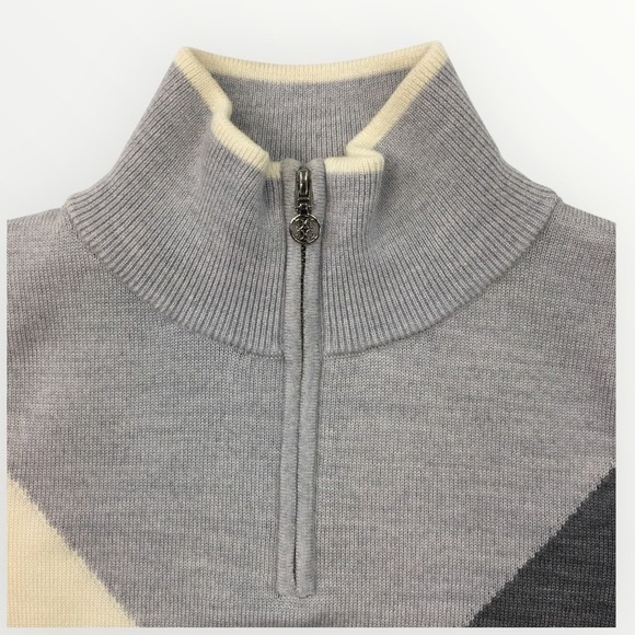 G/FORE Men's Quarter Zip Wool Sweater Colorblock Size S Golf Casual - Picture 2 of 8